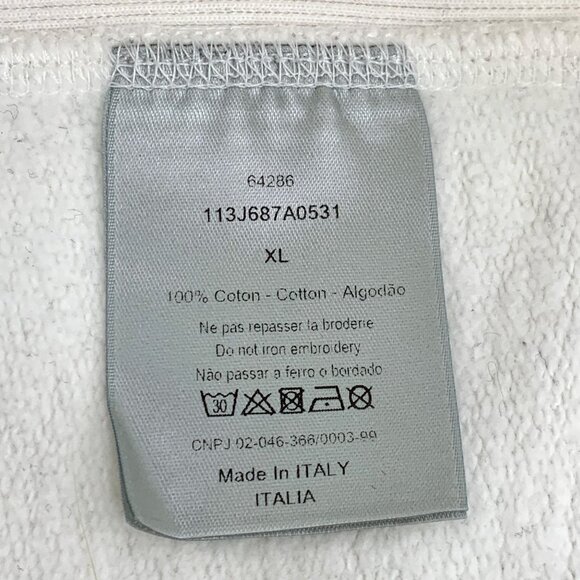 Dior White Floral Embroidered Logo Cotton Sweatshirt XL Round-Neck Long-Sleeve M - Picture 5 of 8